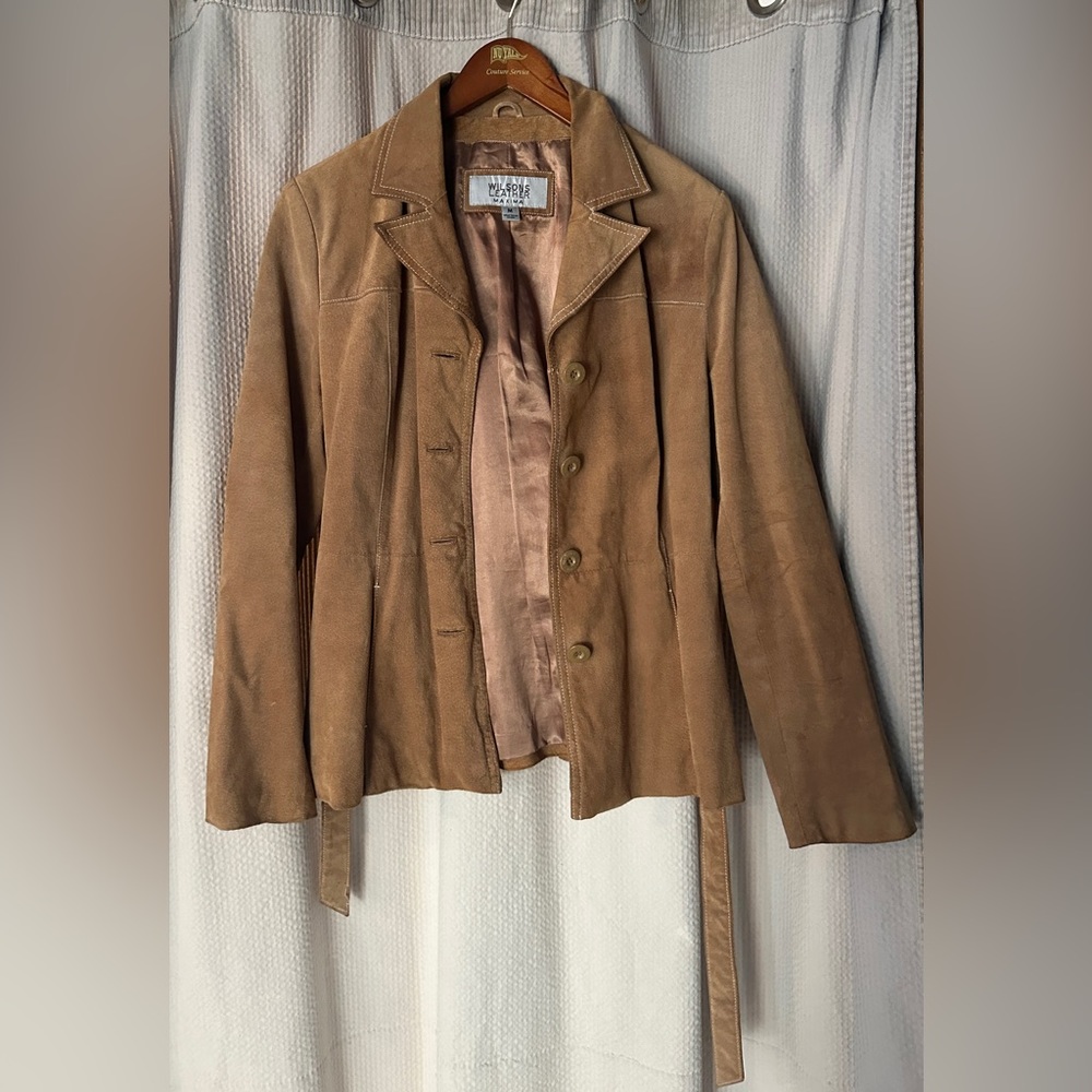 Medium suede tan jacket.